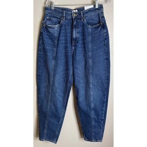 Lee x H&M Womens Size 10 Loose Mom Jeans Blue Seam Detail High Waist Denim NEW